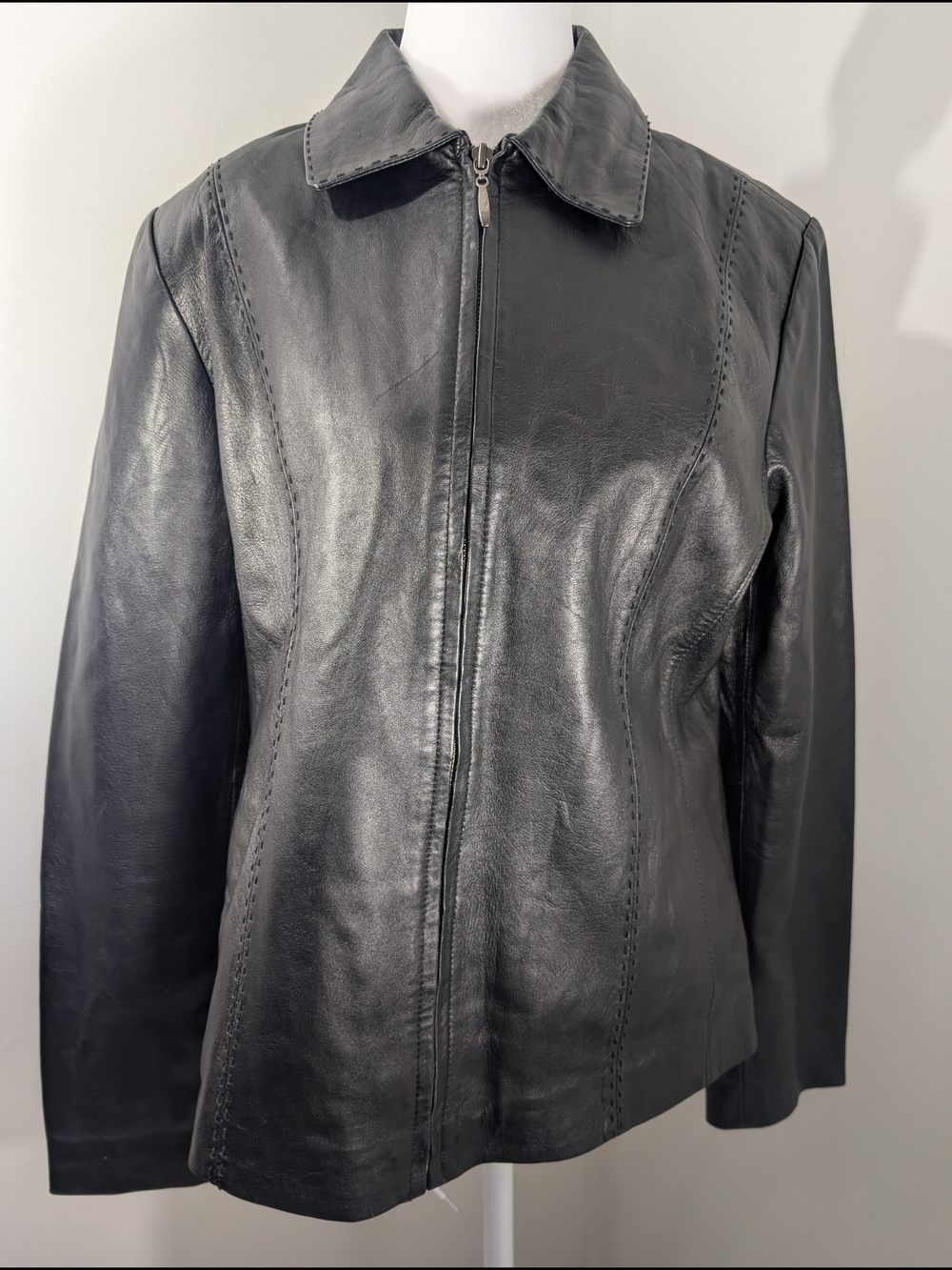 Genuine Sonoma Jean Company Lambskin Black Leather Zip Front Women's Jacket